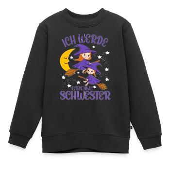 Bald Große Schwester Verkündung Hexe Geschwister - Kinder Premium Organic Sweatshirt - Schwarz - Vorne - AI Model Kid Female (0cm)