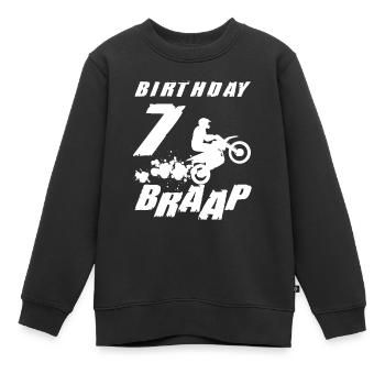 Seven 7yr 7th Motocross Birthday Boy 7 Years Old - Kinder Premium Organic Sweatshirt - Schwarz - Vorne - AI Model Kid Female (0cm)