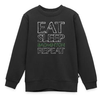 Manger du badminton du sommeil - Sweat Premium enfant bio - noir - Devant - AI Model Kid Female (0cm)
