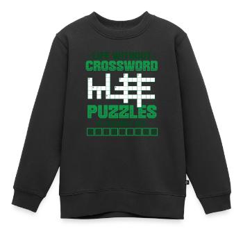 Mots croisés Amateurs de mots croisés - Sweat Premium enfant bio - noir - Devant - AI Model Kid Female (0cm)