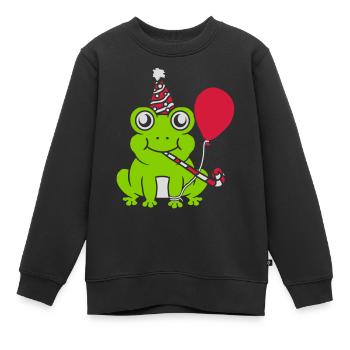 Celebrate birthday Party Frog - Kids Premium Organic Sweatshirt - black - Front - AI Model Kid Female (0cm)