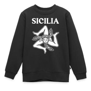 Sicily flag Sicily Palermo Italy - Kids Premium Organic Sweatshirt - black - Front - AI Model Kid Female (0cm)
