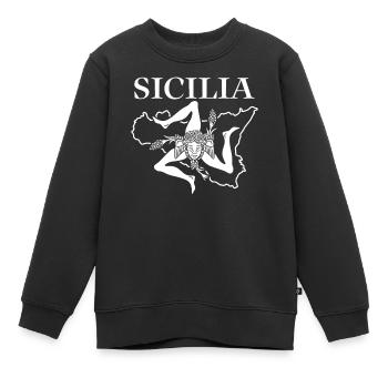 Sicily flag Sicily Palermo Italy - Kids Premium Organic Sweatshirt - black - Front - AI Model Kid Female (0cm)