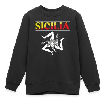 Sicily flag Sicily Palermo Italy - Kids Premium Organic Sweatshirt - black - Front - AI Model Kid Female (0cm)