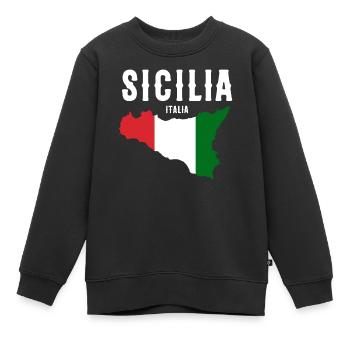 Sicily flag Sicily Palermo Italy - Kids Premium Organic Sweatshirt - black - Front - AI Model Kid Female (0cm)
