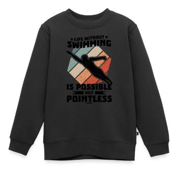 Natation Sauveteur Cours de natation Piscine extérieure Cadeau - Sweat Premium enfant bio - noir - Devant - AI Model Kid Female (0cm)