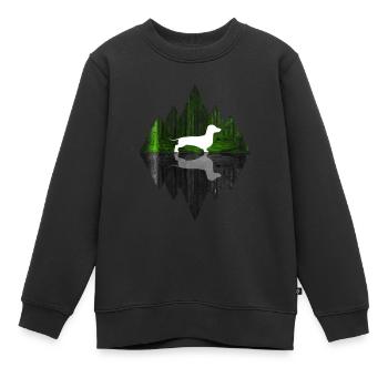 Dackel Abstrakt - Geometrie Hundeliebhaber Dog - Kinder Premium Organic Sweatshirt - Schwarz - Vorne - AI Model Kid Female (0cm)