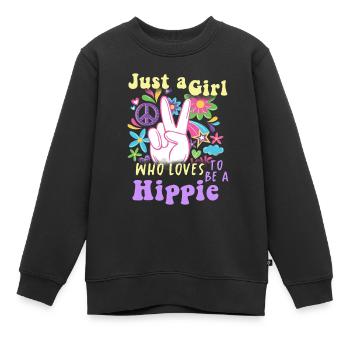 Hippie Peace Groovy Flowerpower Boho Woodstock - Kinder Premium Organic Sweatshirt - Schwarz - Vorne - AI Model Kid Female (0cm)