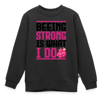 Brustkrebs, du bist stark. - Kinder Premium Organic Sweatshirt - Schwarz - Vorne - AI Model Kid Female (0cm)