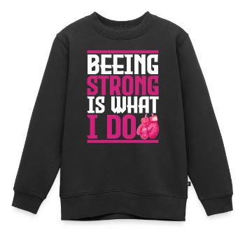 Brustkrebs, du bist stark. - Kinder Premium Organic Sweatshirt - Schwarz - Vorne - AI Model Kid Female (0cm)