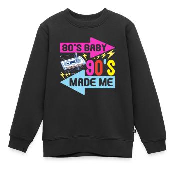 Fête des années 90, 90 années 90 - Sweat Premium enfant bio - noir - Devant - AI Model Kid Female (0cm)