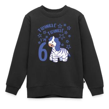 6ème anniversaire Fille Zebra 6 ans Bday Party - Sweat Premium enfant bio - noir - Devant - AI Model Kid Female (0cm)