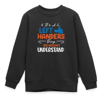 C’est un truc de gaucher, gaucher - Sweat Premium enfant bio - noir - Devant - AI Model Kid Female (0cm)