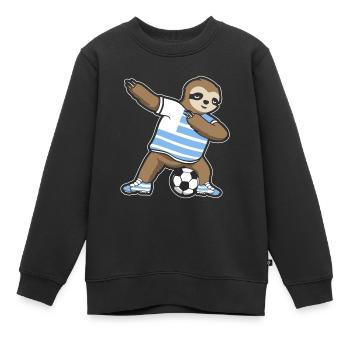Fußballfan Faultier Fußball Uruguay - Kinder Premium Organic Sweatshirt - Schwarz - Vorne - AI Model Kid Female (0cm)