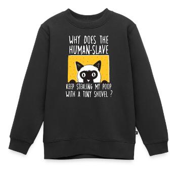 Drôle de chat disant Motif Propriétaire de chat - Sweat Premium enfant bio - noir - Devant - AI Model Kid Female (0cm)