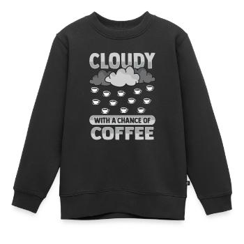 Nuageux avec une chance pour la conception de café - Sweat Premium enfant bio - noir - Devant - AI Model Kid Female (0cm)