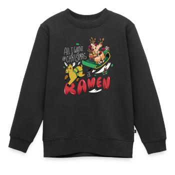 Tout ce que je veux pour Noël, ce sont des nouilles Ramen Apan - Sweat Premium enfant bio - noir - Devant - AI Model Kid Female (0cm)