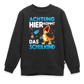 Achtung hier kommt das Schulkind - Kinder Premium Organic Sweatshirt - Schwarz - Vorne - AI Model Kid Female (0cm)