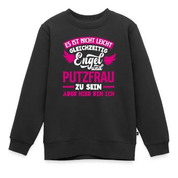 Putzfrau Engel Geschenk - Kinder Premium Organic Sweatshirt - Schwarz - Vorne - AI Model Kid Female (0cm)