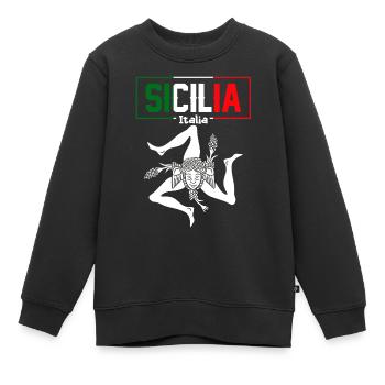 Sizilien flagge Sizilien Palermo Italien - Kinder Premium Organic Sweatshirt - Schwarz - Vorne - AI Model Kid Female (0cm)