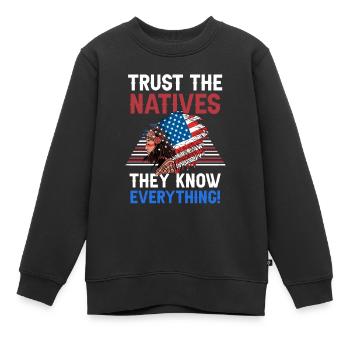 Amerikanischer Kopfschmuck Erste Amerikaner Native - Kinder Premium Organic Sweatshirt - Schwarz - Vorne - AI Model Kid Female (0cm)