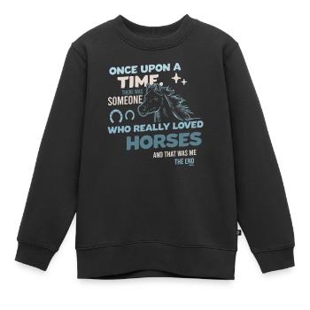 J’adore les chevaux - Sweat Premium enfant bio - noir - Devant - AI Model Kid Female (0cm)