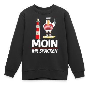 Moin Ihr Spacken Möwe Norddeutsch Plattdeutscher - Kinder Premium Organic Sweatshirt - Schwarz - Vorne - AI Model Kid Female (0cm)