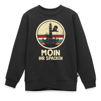 Moin Ihr Spacken Möwe Norddeutsch Plattdeutscher - Kinder Premium Organic Sweatshirt - Schwarz - Vorne - AI Model Kid Female (0cm)