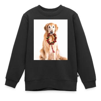 Couronne de l’Avent Golden Retriever des chiens de Noël - Sweat Premium enfant bio - noir - Devant - AI Model Kid Female (0cm)
