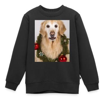 Couronne de l’Avent Golden Retriever des chiens de Noël - Sweat Premium enfant bio - noir - Devant - AI Model Kid Female (0cm)