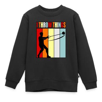 Je lance des choses marteau lancer - Sweat Premium enfant bio - noir - Devant - AI Model Kid Female (0cm)