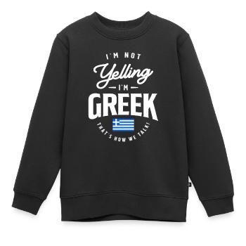 Je ne crie pas Je suis grecque drôle de fierté grecque - Sweat Premium enfant bio - noir - Devant - AI Model Kid Female (0cm)