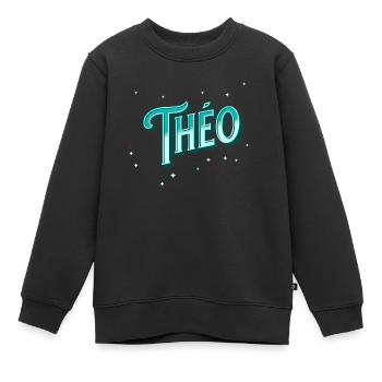 Theo Namen personalisiert - Kinder Premium Organic Sweatshirt - Schwarz - Vorne - AI Model Kid Female (0cm)