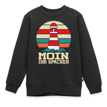 Moin Ihr Spacken Möwe Norddeutsch Plattdeutscher - Kinder Premium Organic Sweatshirt - Schwarz - Vorne - AI Model Kid Female (0cm)