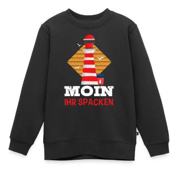Moin Ihr Spacken Möwe Norddeutsch Plattdeutscher - Kinder Premium Organic Sweatshirt - Schwarz - Vorne - AI Model Kid Female (0cm)