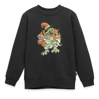 Halloween - Skeleton Mummy Dinosaur T rex - Kinder Premium Organic Sweatshirt - Schwarz - Vorne - AI Model Kid Female (0cm)