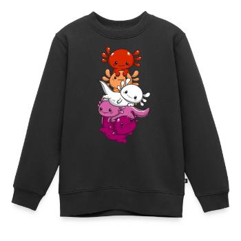 Subtle Lesbian Pride Flag Kawaii Axolotl LGBTQ - Kids Premium Organic Sweatshirt - black - Front - AI Model Kid Female (0cm)