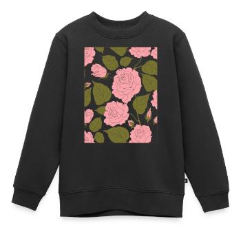Esthétique Rose Motif Floral Baroque - Sweat Premium enfant bio - noir - Devant - AI Model Kid Female (0cm)