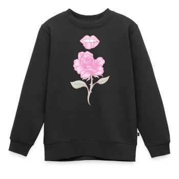 Coquette Aesthetic Pink Rose Downtown Aesthetic - Kids Premium Organic Sweatshirt - black - Front - AI Model Kid Female (0cm)