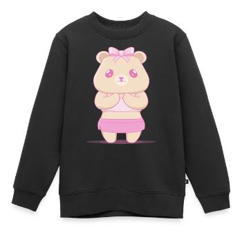 Coquette Aesthetic Pink Bear Downtown Aesthetic - Kids Premium Organic Sweatshirt - black - Front - AI Model Kid Female (0cm)