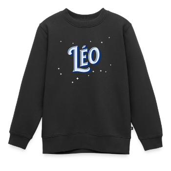Leo Namen personalisiert - Kinder Premium Organic Sweatshirt - Schwarz - Vorne - AI Model Kid Female (0cm)