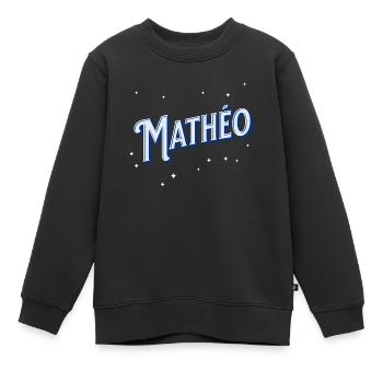 Matheo Namen personalisiert - Kinder Premium Organic Sweatshirt - Schwarz - Vorne - AI Model Kid Female (0cm)