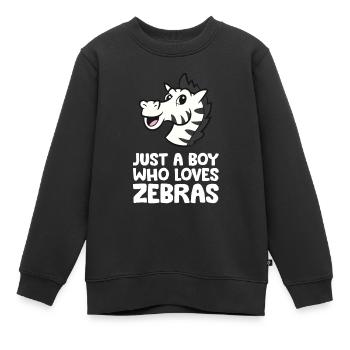 Nur ein Junge, der Zebras liebt - Kinder Premium Organic Sweatshirt - Schwarz - Vorne - AI Model Kid Female (0cm)
