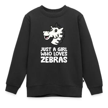 Nur ein Mädchen, das Zebras liebt - Kinder Premium Organic Sweatshirt - Schwarz - Vorne - AI Model Kid Female (0cm)
