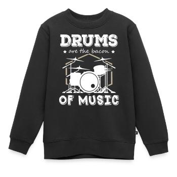Les tambours sont le bacon du batteur de musique - Sweat Premium enfant bio - noir - Devant - AI Model Kid Female (0cm)