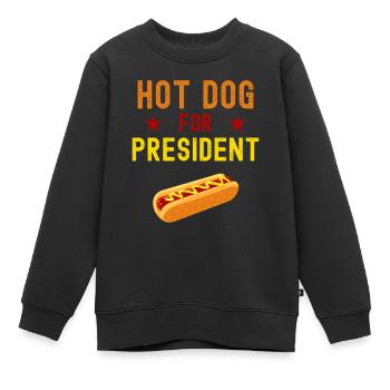 HotDog pour le président - Fast Food Love - Sweat Premium enfant bio - noir - Devant - AI Model Kid Female (0cm)