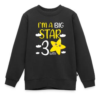 3 Year Old Birthday Girl Gift at A Big Star - Kids Premium Organic Sweatshirt - black - Front - AI Model Kid Female (0cm)