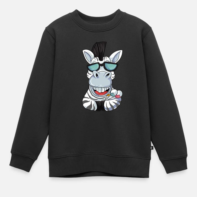 Zèbre avec lunettes de soleil - Sweat Premium enfant bio - noir