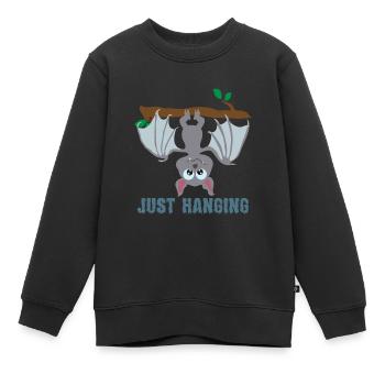 Halloween Niedliche Fledermaus hängt ab Tierchen - Kinder Premium Organic Sweatshirt - Schwarz - Vorne - AI Model Kid Female (0cm)