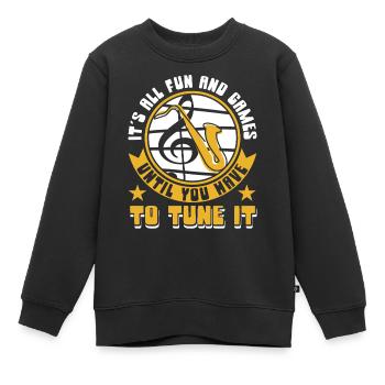 Saxophoniste Saxophoniste Saxophoniste - Sweat Premium enfant bio - noir - Devant - AI Model Kid Female (0cm)